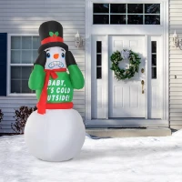HOMCOM 7ft Christmas Inflatable Animated Shivering Snowman, Outdoor Blow-Up Yard Decoration with LED Lights Display(m-8)