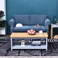 HOMCOM Coffee Table with Storage Shelf Vintage Grey(m-1)