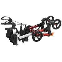 HOMCOM Adjustable Aluminum Upright Rollator Walker for Seniors, Medical Walker Wheelchair with Bag Armrest(m-9)