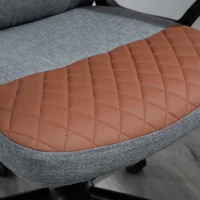 Vinsetto High Back Office Chair with 2-Point Lumbar Massage, USB Power, Faux Leather, and Linen Fabric, Brown/Grey(m-13)