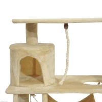 Pawhut 55Inch Cat Climbing Tree Condo Kitten Scratching Post Sisal Activity Center Beige(m-6)