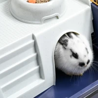 PawHut Small Animal Cage Deluxe Pet Habitat Rolling Rabbit Hutch for Bunny Guinea Pig Pet Mink Chinchilla with Detachable Stand Storage Shelf Accessories(m-11)