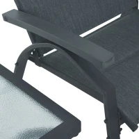 Outsunny 5pcs Outdoor Sling Bistro Set Garden Sun Lounger Chaise Lounge Reclining Chair w/Side Table & Ottoman  Balcony Furniture Grey(m-8)