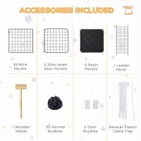 PawHut Pet Playpen with Door, Metal Mesh Cage with Mallet, Black(m-7)