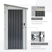 Outsunny 4' x 8' Steel Garden Storage Shed Lean to Shed Outdoor Metal Tool House with Lockable Door and 2 Air Vents for Backyard, Patio, Lawn(m-5)