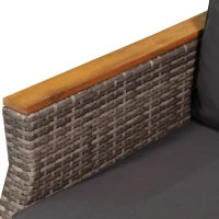 Outsunny 4 Piece Patio PE Rattan Wicker Sofa Set with Acacia Wood Coffee Table, 2 Comfort Single Chairs & 2 Person Couch(m-12)