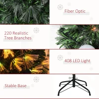 HOMCOM 6ft Christmas Tree Pre-Lit Artificial with Pink and Yellow Fiber-Optic Ball LED Lights(m-8)