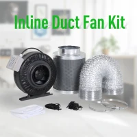 DURHAND 6 Inch Inline Fan Carbon Filter Duct Combo 2 Clamps Hydroponics Grow Room Tent Ventilation Kit(m-2)