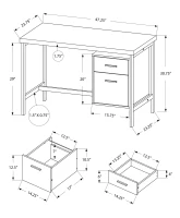 Monarch 48" Contemporary Simple Compact Office Computer Desk with Drawers - White / Silver Metal(m-4)