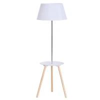HOMCOM Modern Floor Lamp with Wood Legs Extra Shelf E26 Base for Living Room Bedroom(m-7)