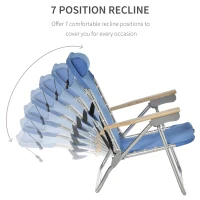 Outsunny 2 PCS Suit 7-Position Backpack Folding Beach Chair Ultralight Camping Chair w/ Backpack Strap for Travel, Picnic, Festival, Blue(m-6)