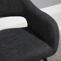 HOMCOM Counter Height Bar Stool Linen Fabric Upholstered Barstool Kitchen Breaskfast Chair with Footrest & Metal Legs, Dark Grey(m-8)