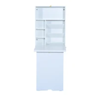 HOMCOM Wall Mounted Fold Out Convertible Desk Laptop Table with Storage Shelf White(m-5)