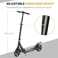 Soozier Foldable Kick Scooter with Adjustable Handlebar, Disc Brake, Rear Brake, 7.75'' Big Solid Wheels and Shock Absorption System, 100kg Capacity for 14+ Teens Adult Kids(m-4)