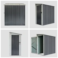 Outsunny 3.5' x 6' Lean to Garden Storage Shed, Outdoor Metal Tool House with Lockable Door Vents for Backyard Patio Lawn, Gray(m-7)