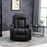 HOMCOM Luxury Faux Leather Heated Vibrating 8 Point Massage Recliner Chair with 360 Swivel and Remote, Dark Brown(m-9)