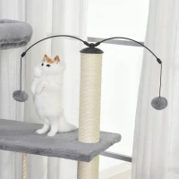 PawHut Multi-Level Plush Cat Tree Tower Activity Condo with Sisal Scratching Posts, Elevated Perch &  Inside Sleep Space(m-5)