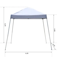 Outsunny 8x8ft Pop Up Tent Outdoor Canopy Event Sunshade Shelter w/ Slant Leg and Carrying Bag, White(m-3)