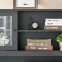 HOMCOM L-Shaped Desk with Hutch, Computer Desk with Drawers, Home Office Corner Desk Study Workstation Table with Storage Cabinets Shelves, Dark Gray(m-12)