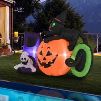 HOMCOM 5.5' Lighted Inflatable Outdoor Halloween Yard Decoration - Boo Black Cat Ghost Pumpkin(m-7)
