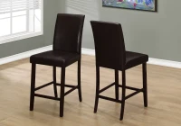 Monarch 2 Piece 40" PU Leather Padded Wooden Counter Height Armless Side Dining Chair Set - Dark Brown Finish(m-2)