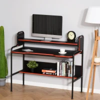 HOMCOM Gaming Writing Desk Computer Table with Raised Monitor Stand Home Office(m-1)