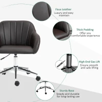 Vinsetto Mid Back Home Office Chair Computer Desk Chair with PU Leather, Adjustable Height, Swivel Wheels for Study, Bedroom, Brown(m-7)