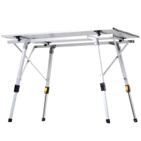 Outsunny 35" Portable Camping Table Lightweight Outdoor Picnic Table with Work Surface and Adjustable Height(m-9)