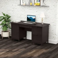 HOMCOM Vintage Executive Computer Desk, Home Office Work station, Student Table with Cabinet & 3 Drawers for Hanging Files, Brown(m-7)