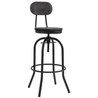 HOMCOM Set of 2 Swivel Mid-Back Barstools, Industrial Style Kitchen Stool Wooden Seat Armless with Adjustable Height ,Steel Frame(m-11)