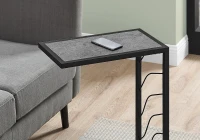 Monarch 25" H Contemporary C-Shape Accent Table with Stone-Look Top and Metal Base - Grey / Black Metal(m-3)