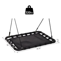 HOMCOM Hanging Tree Swing Outdoor Rope Swing Flying Platform Kids Backyard Playground Rectangle Hammock Heavy Duty Black(m-3)