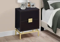 Monarch 24" Retro Inspired 2 Drawer End Table Night Stand with Metal Base - Cappuccino Wood Grain-Look / Gold Metal Base(m-3)