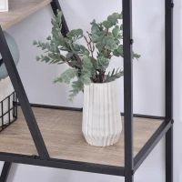 HOMCOM Modern Decorative Storage Shelf Bookcase Metal Frame for Living Room & Study Room, Black, and Wood(m-9)