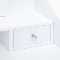 HOMCOM Vanity Table Set with Mirror and 3 Drawers, 360° Rotatable Wooden Makeup Dressing Table with Large Padded Stool, Gift for Women Girls, White(m-7)