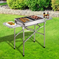 Outsunny 22" Charcoal Barbecue Grill Stainless Steel Portable BBQ Grill Kebab Barbecue Charcoal Stainless Steel Smoker(m-2)