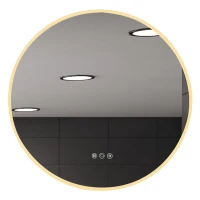 kleankin 24"x24" Round LED Bathroom Mirror with Defogging Function, Touch Switch, and 3 Color White Temperatures(m-1)