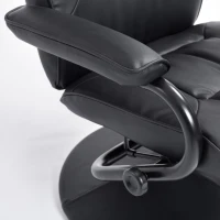 HomCom Ergonomic Faux Leather Lounge Armchair Recliner And Ottoman Set - Black(m-18)