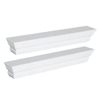 HOMCOM Floating Wall Shelf Ledge Wall Mounted Display Storage Rack Set of 2 White(m-2)