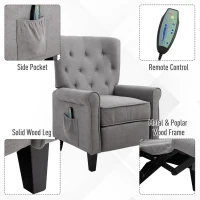 HOMCOM Linen Fabric Manual Recliner with Vibrating Massage and Wired Remote Control, Light Grey(m-7)