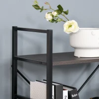 HOMCOM 5-Tier Industrial Bookcase with Open Storage, Bookshelf Display Rack with Metal Frame for Home Office, 70.75''L x 12.5''W x 70''H, Walnut(m-12)