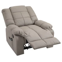 HOMCOM Overstaffed Vibration Massage Recliner Chair for Living Room, Modern Reclining Chair PU Leather Single Sofa Home Theater Seating with Footrest, Gray(m-11)