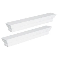 HOMCOM Floating Wall Shelf Ledge Wall Mounted Display Storage Rack Set of 2 White(m-4)