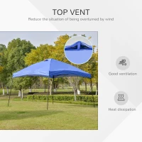 Outsunny 12' x 12' Garden Foldable Pop Up Gazebo Tent with Roller Bag & Vent Outdoor Party Wedding Canopy, Blue(m-5)