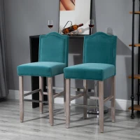 HOMCOM 2 Pieces Bar Chairs Modern Style Solid Square Frame with/ Footrest for Homeuse(m-5)