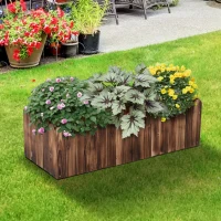 Outsunny 40" x 16" x 12" Raised Planter Box Garden Scalloped Edge Wooden(m-10)