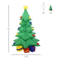 HOMCOM 4ft Christmas Inflatable Christmas Tree with Presents, Outdoor Blow-Up Yard Decoration with LED Lights Display(m-3)