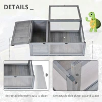 PawHut Wooden Reptile Cage with 3 Windows Slide-out Tray for Turtles, Lizards, Snakes(m-5)