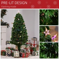 HOMCOM 5 Feet Prelit Artificial Christmas Tree with Fiber Optic LED Light, Holiday Home Xmas Decoration, Green(m-8)