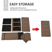 HOMCOM Modern Folding Shoe Storage Bench with Flipping Lid, Ottoman Bench for Bedroom & Hallway with 9 Cubes, Brown(m-6)